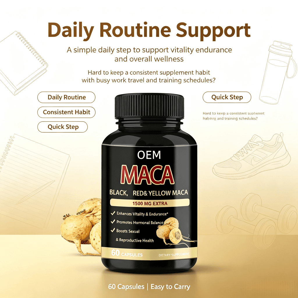 High-Potency Maca Capsules Boost Stamina Vitality & Hormonal Balance for Men & Women 1500mg Organic Maca Root