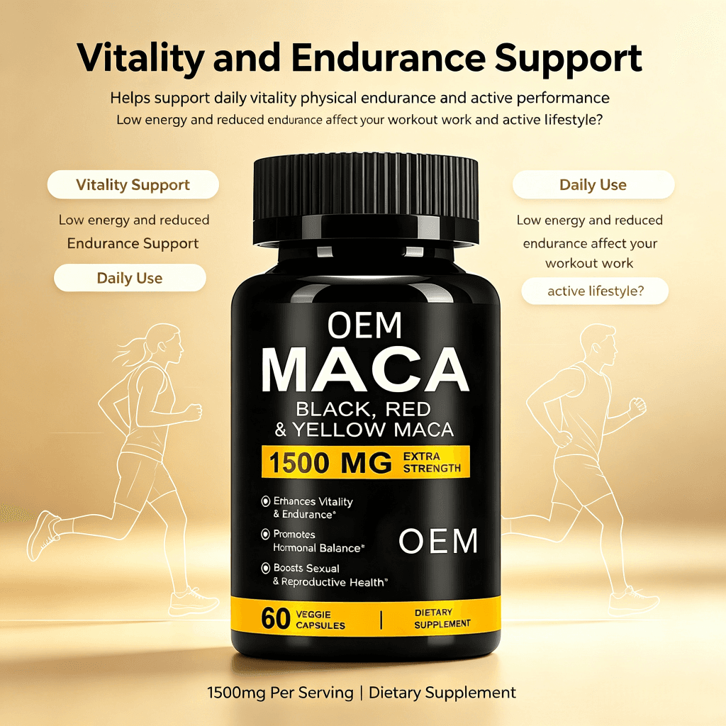 Organic Maca Root Capsules for Hormonal Balance and Endurance Support Maca Capsules with Black Red Yellow Maca Blend
