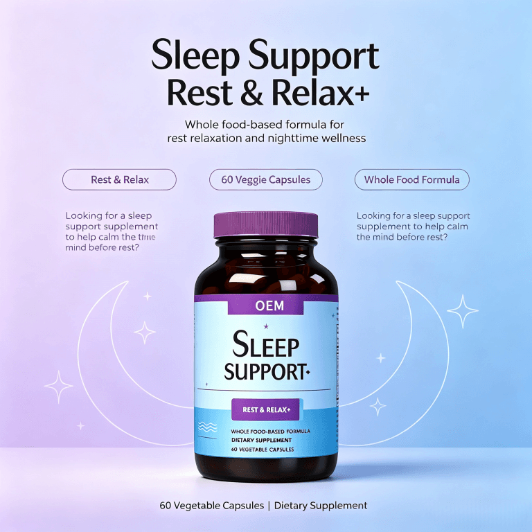 Private Label Sleep Capsules with Magnesium and Herbal Extracts for Relaxation Support Natural Sleep Aid Capsules