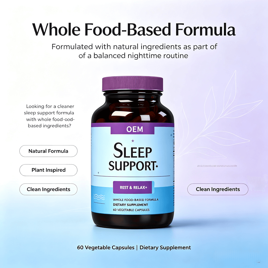 Private Label Sleep Capsules with Magnesium and Herbal Extracts for Relaxation Support Natural Sleep Aid Capsules