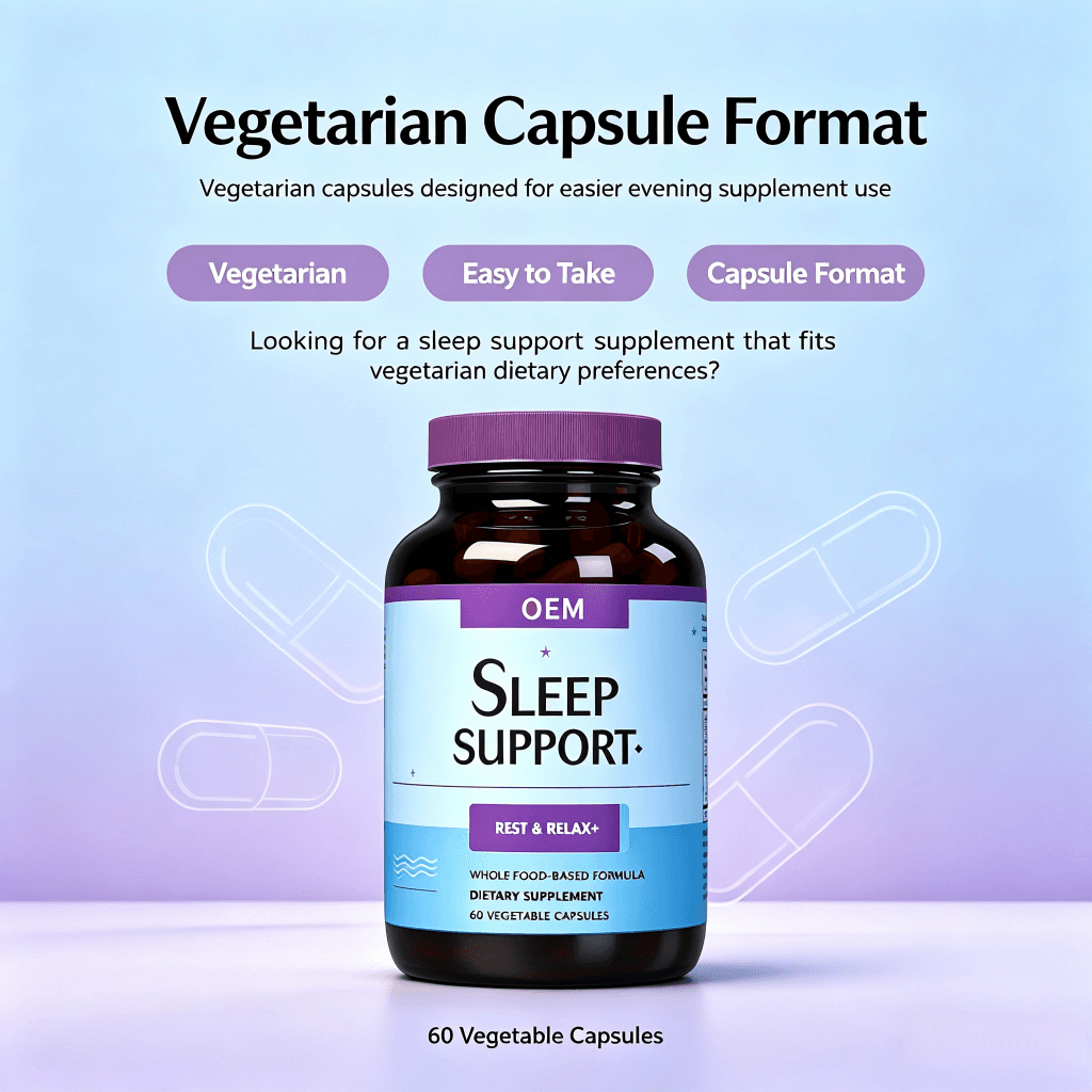 Private Label Sleep Capsules with Magnesium and Herbal Extracts for Relaxation Support Natural Sleep Aid Capsules
