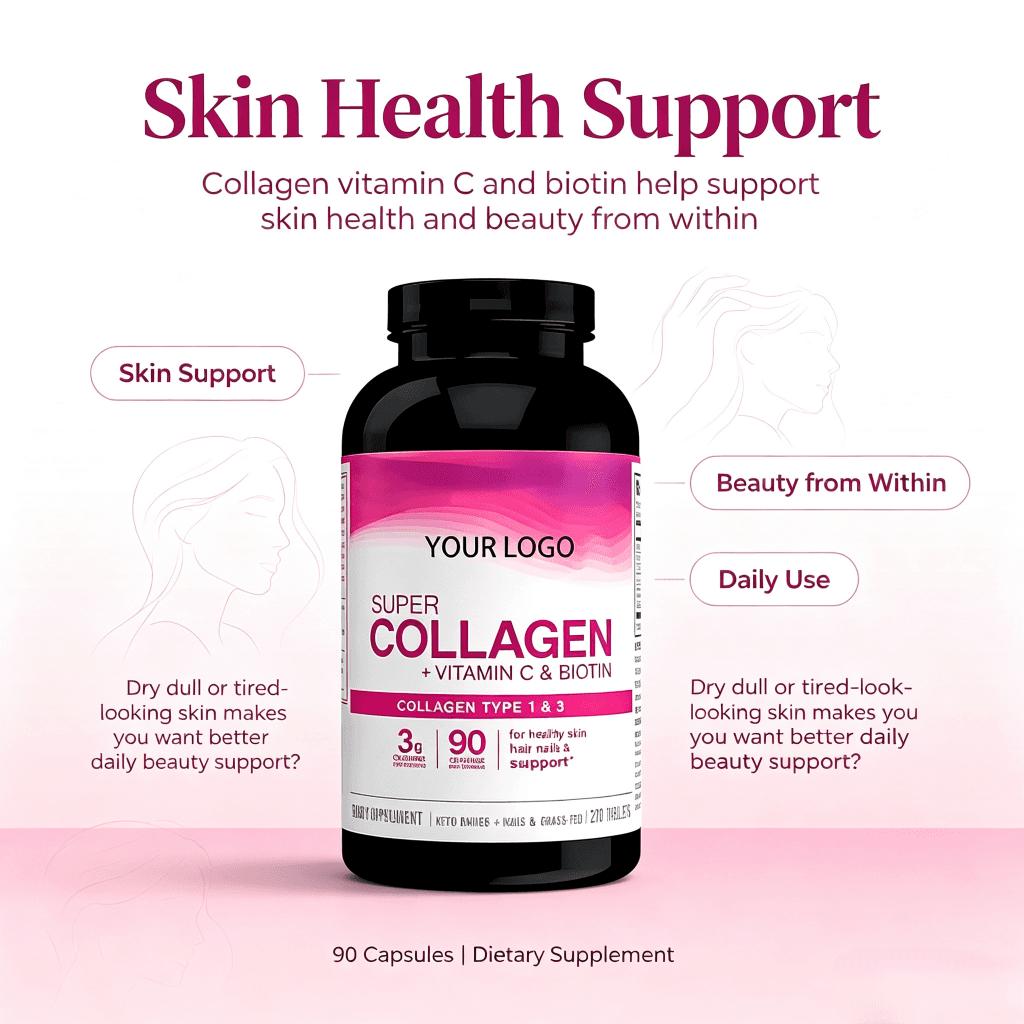 2025 Best Selling Products Oem Powerful Skin Whitening Collagen Vitamins Capsules
