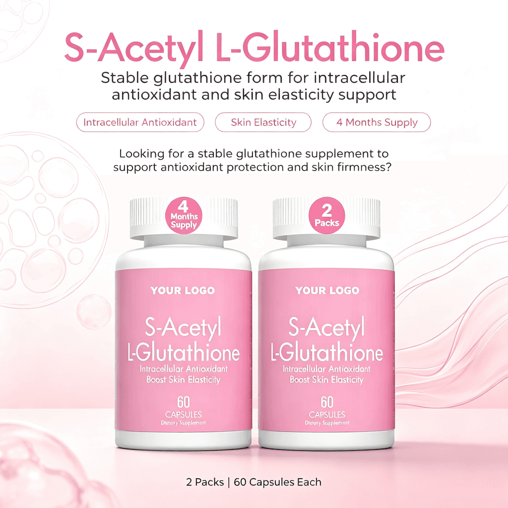 OEM ODM Pure Natural L-Glutathione & Hydrolyzed Collagen Skin Whitening & Brightening Capsules for Adult Use