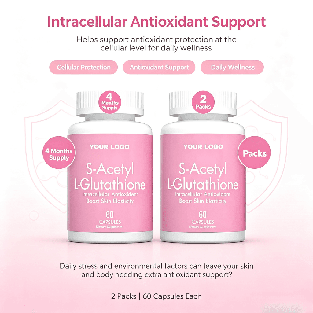 OEM ODM Pure Natural L-Glutathione & Hydrolyzed Collagen Skin Whitening & Brightening Capsules for Adult Use