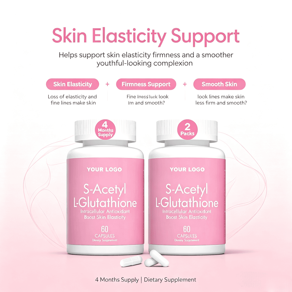 OEM ODM Pure Natural L-Glutathione & Hydrolyzed Collagen Skin Whitening & Brightening Capsules for Adult Use