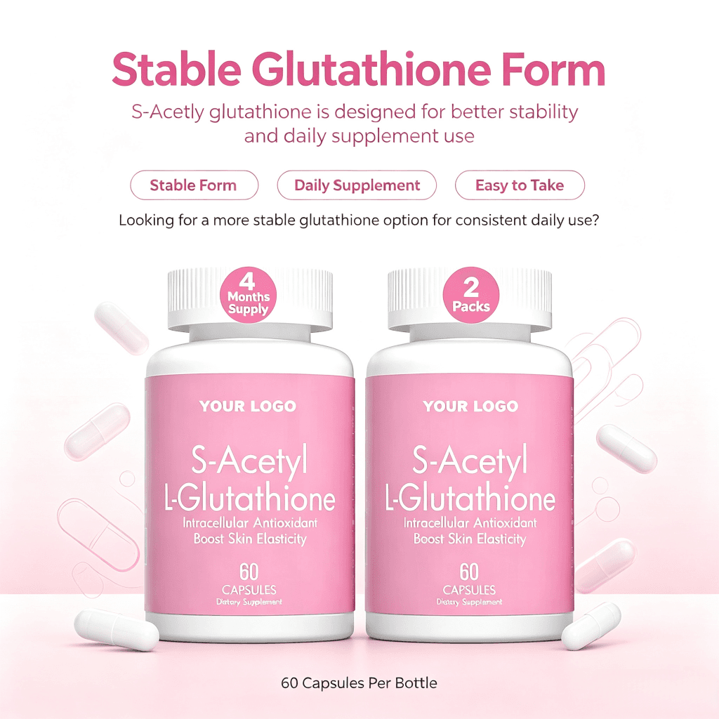 OEM ODM Pure Natural L-Glutathione & Hydrolyzed Collagen Skin Whitening & Brightening Capsules for Adult Use