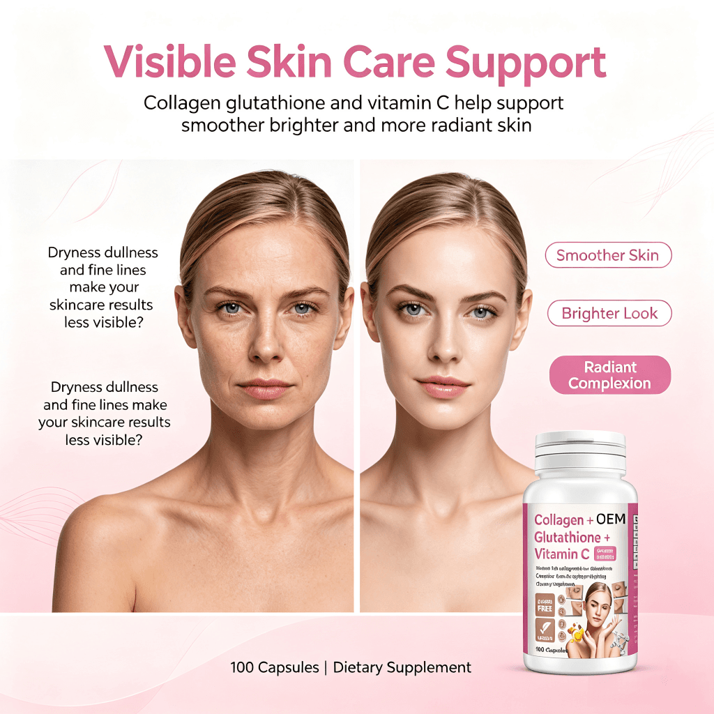 Skin Whitening Capsules Glutathione & Collagen Vitamin c Anti-Aging Supplement Brightening Capsules
