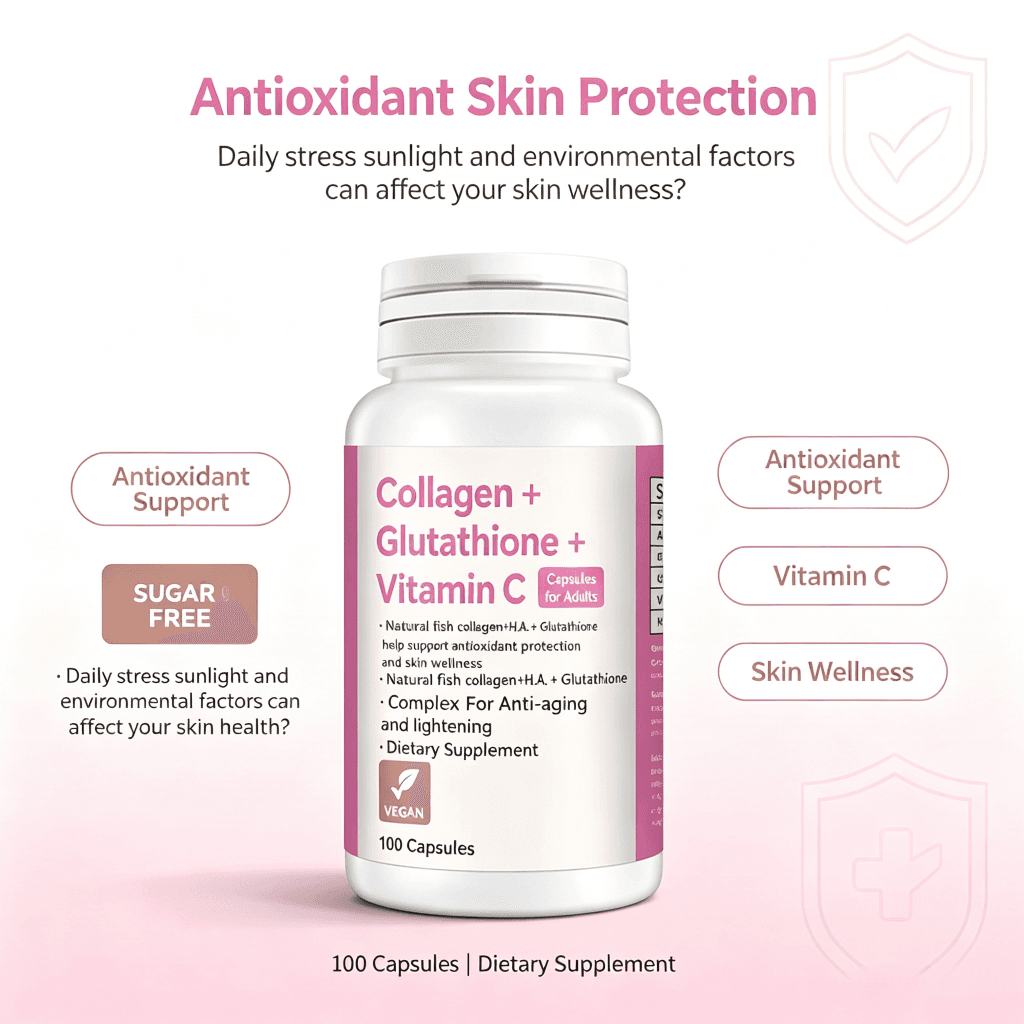 Skin Whitening Capsules Glutathione & Collagen Vitamin c Anti-Aging Supplement Brightening Capsules