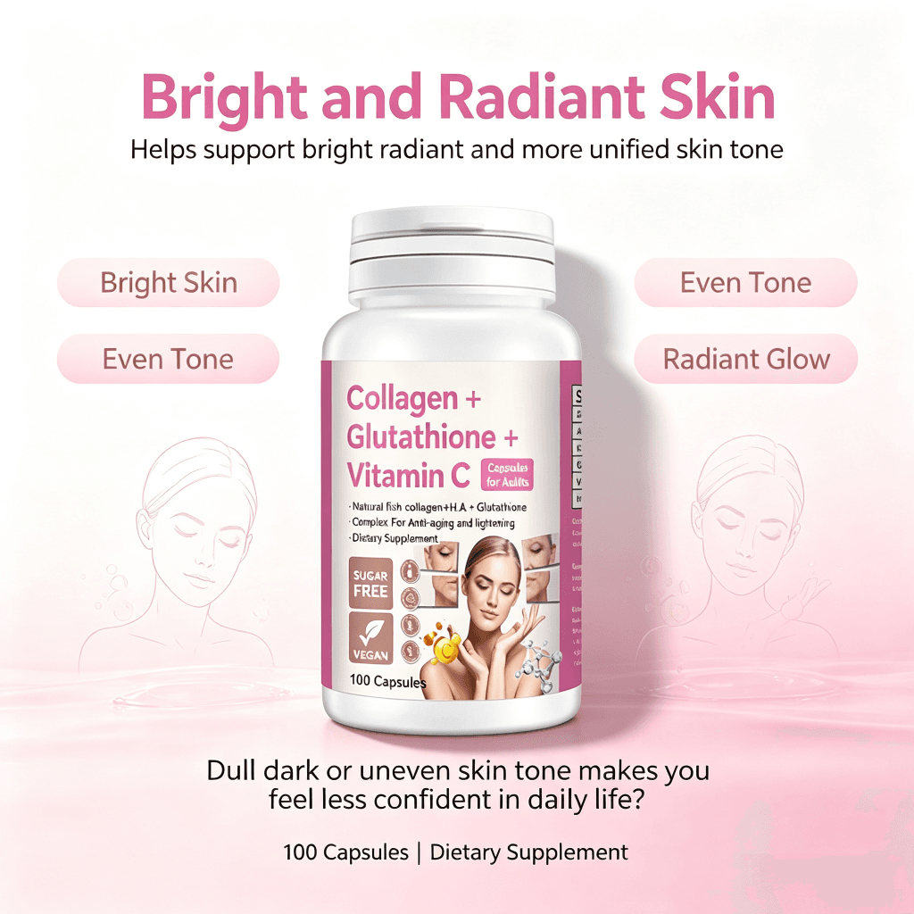 Skin Whitening Capsules Glutathione & Collagen Vitamin c Anti-Aging Supplement Brightening Capsules