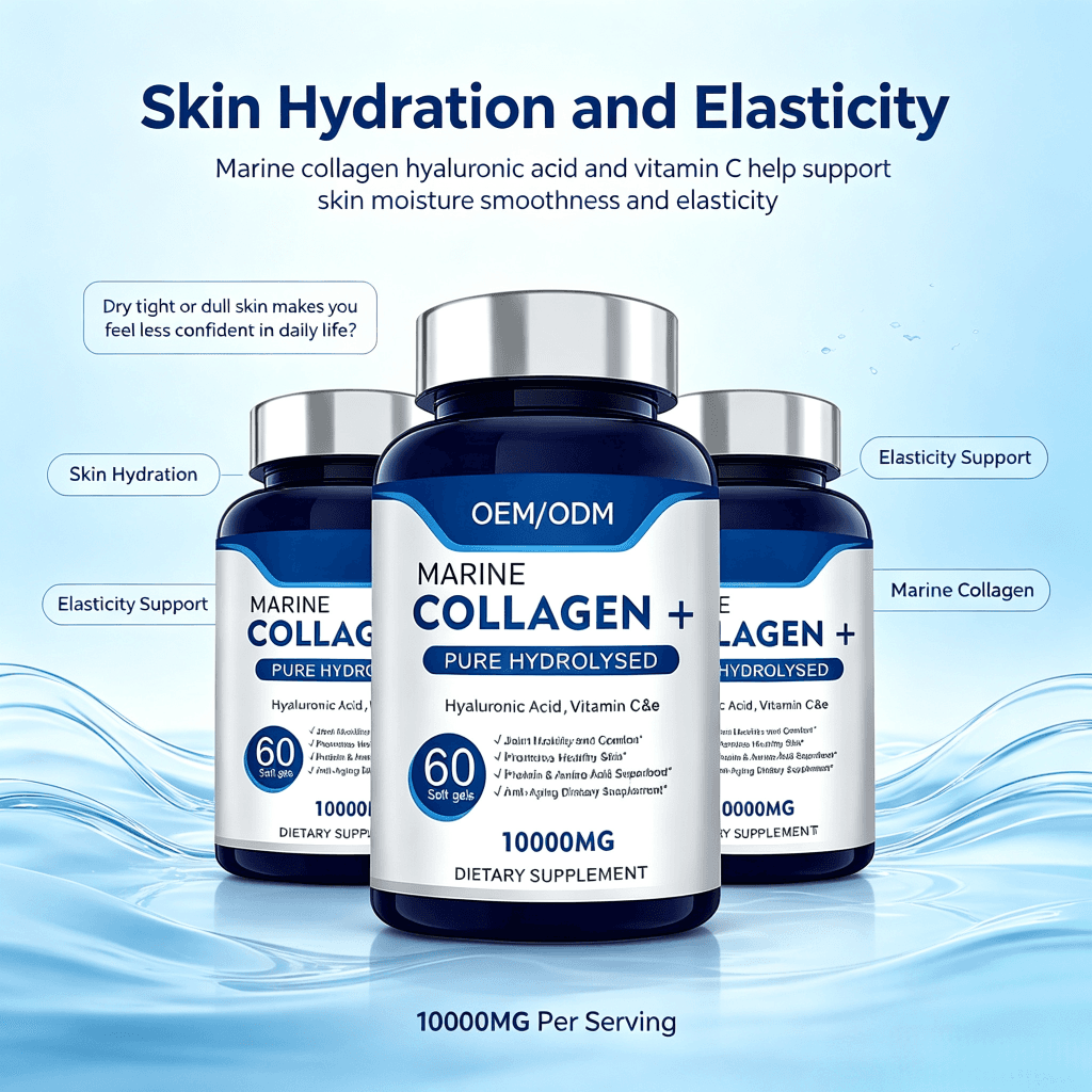Collagen Capsules Anti-Aging Skin Hydration Hair Nail & Joint Support Supplement for Women & Men Hydrolyzed Collagen Capsules
