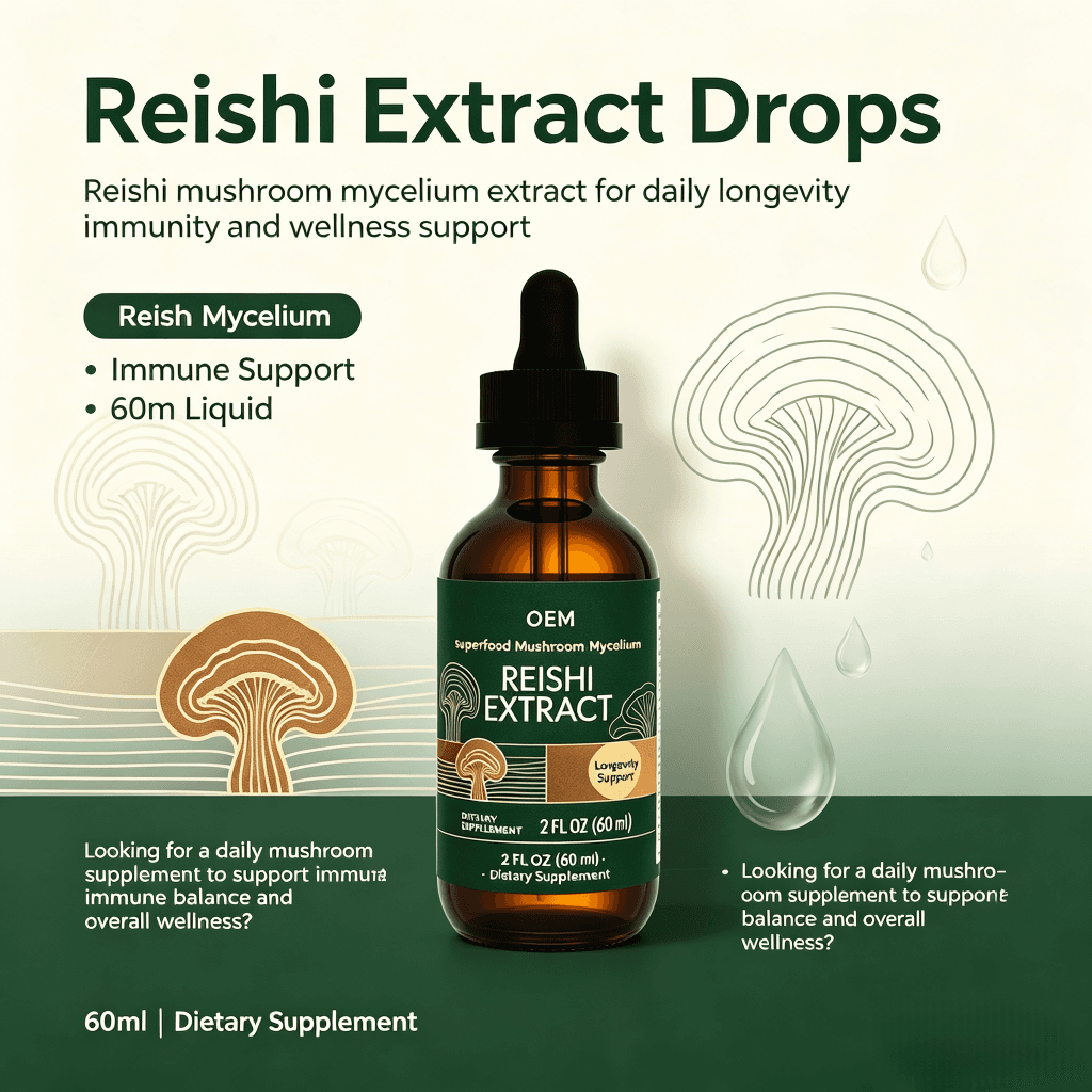 Concentrated Reishi Mushroom Drops for Calm & Overall Body Balance Reishi Mushroom Extract Liquid Drops
