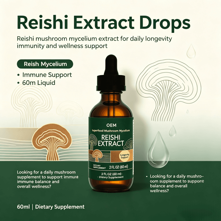 Concentrated Reishi Mushroom Drops for Calm & Overall Body Balance Reishi Mushroom Extract Liquid Drops