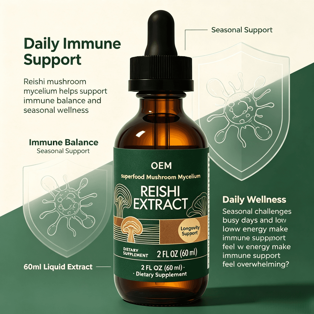 Concentrated Reishi Mushroom Drops for Calm & Overall Body Balance Reishi Mushroom Extract Liquid Drops