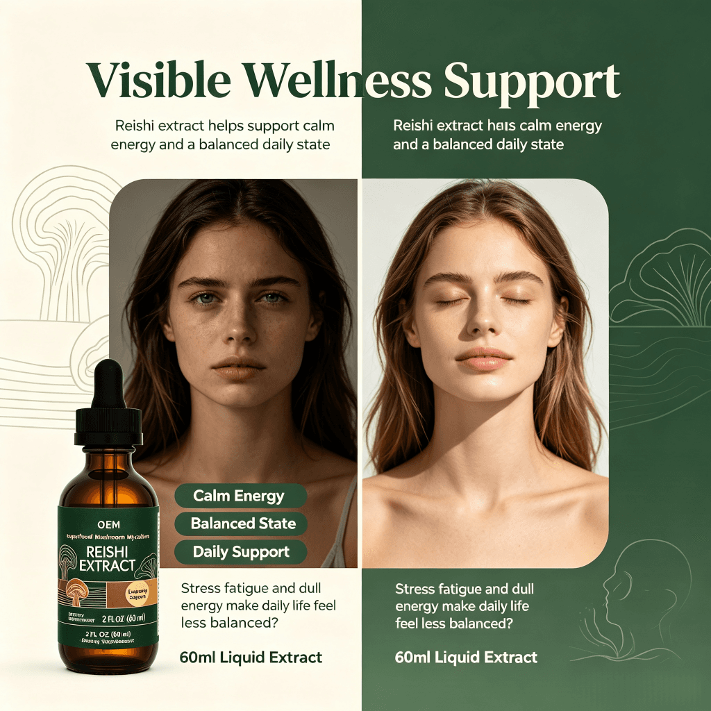 Concentrated Reishi Mushroom Drops for Calm & Overall Body Balance Reishi Mushroom Extract Liquid Drops