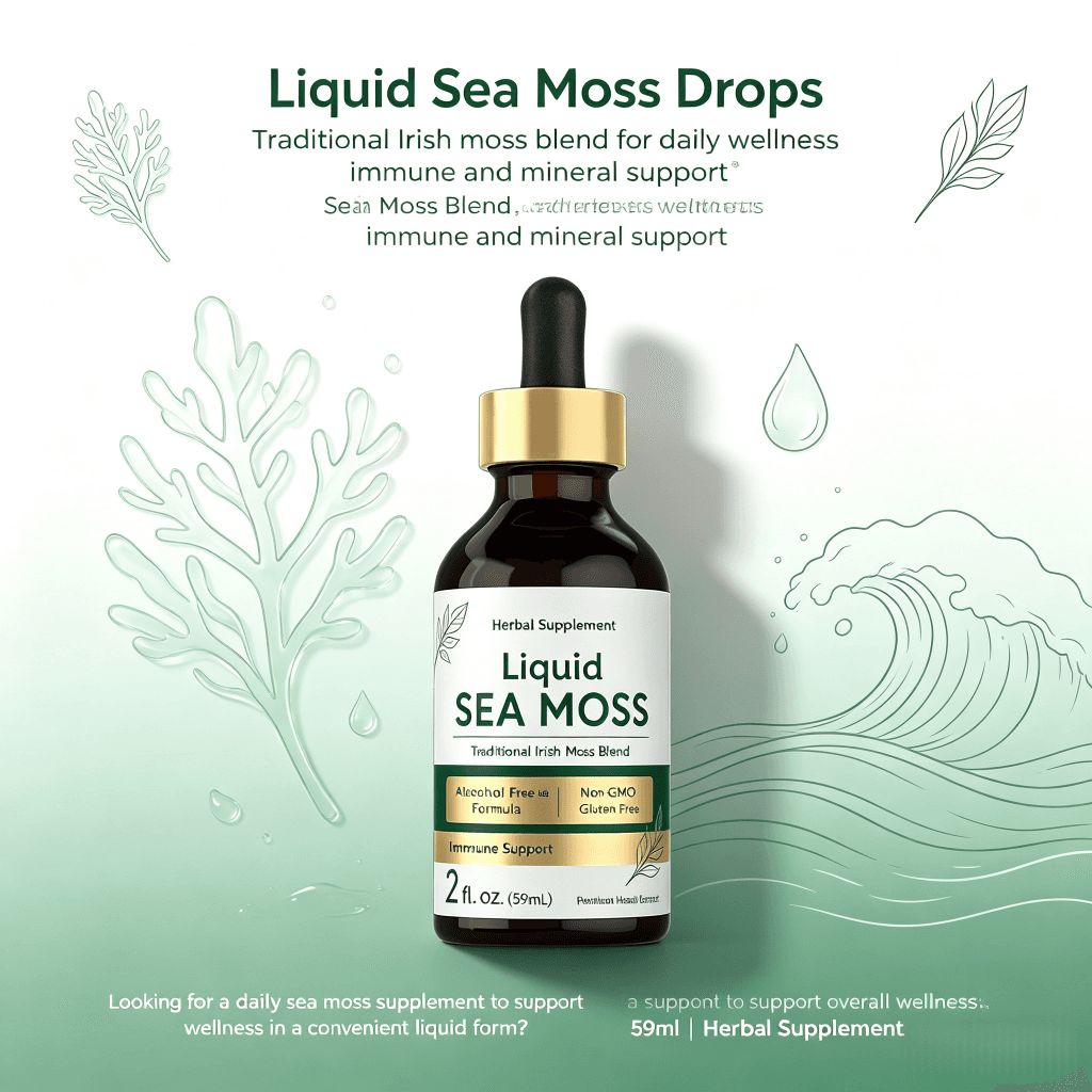 OEM Liquid Sea Moss Supplement 2 Fl oz 59ml with Dropper and Traditional Herbal Extract for Dietary Routine
