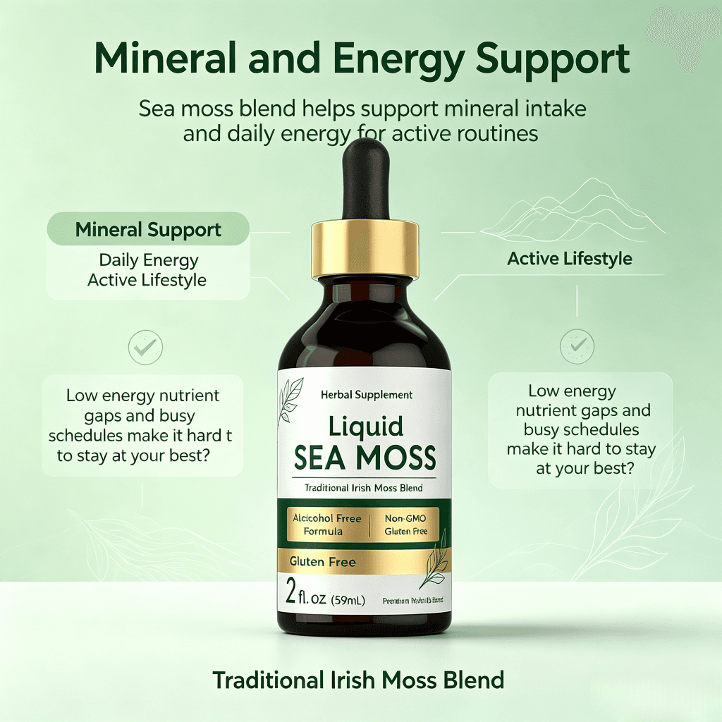 OEM Liquid Sea Moss Supplement 2 Fl oz 59ml with Dropper and Traditional Herbal Extract for Dietary Routine