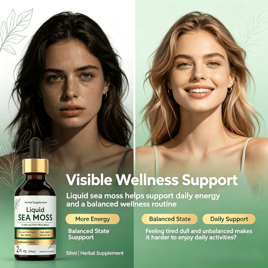 OEM Liquid Sea Moss Supplement 2 Fl oz 59ml with Dropper and Traditional Herbal Extract for Dietary Routine