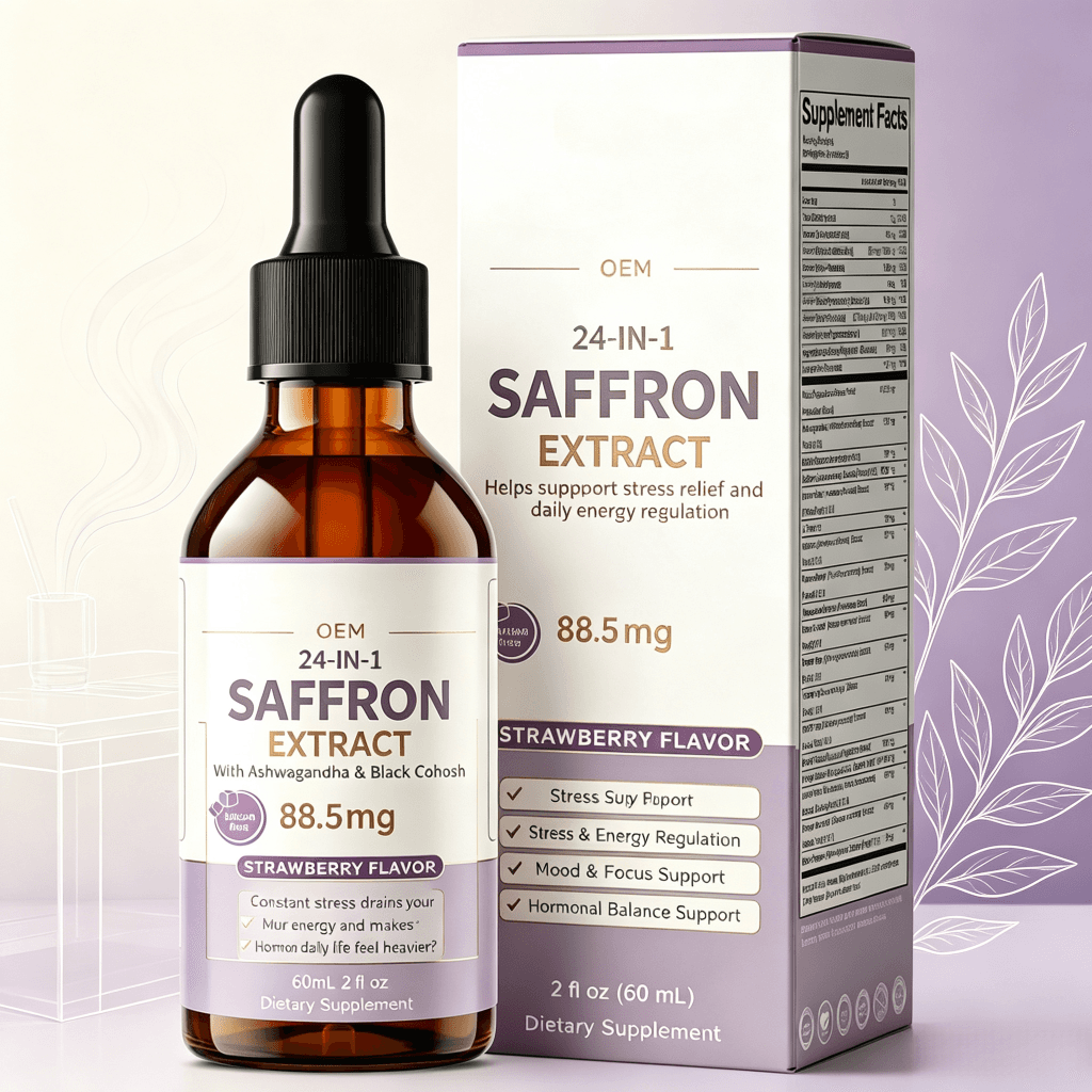 Natural Saffron Drops for Daily Mood & Vitality Support Saffron Extract With Ashwagandha & Black Cohosh Liquid Drops