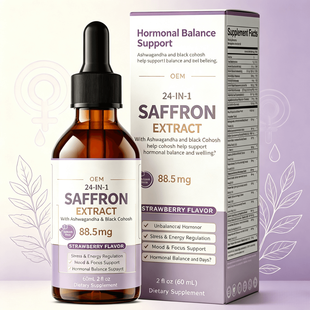 Natural Saffron Drops for Daily Mood & Vitality Support Saffron Extract With Ashwagandha & Black Cohosh Liquid Drops