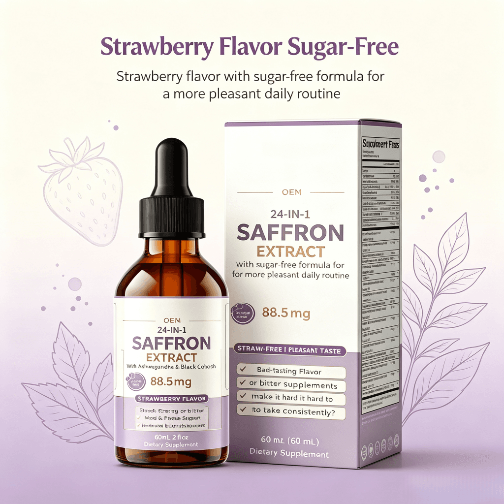 Natural Saffron Drops for Daily Mood & Vitality Support Saffron Extract With Ashwagandha & Black Cohosh Liquid Drops