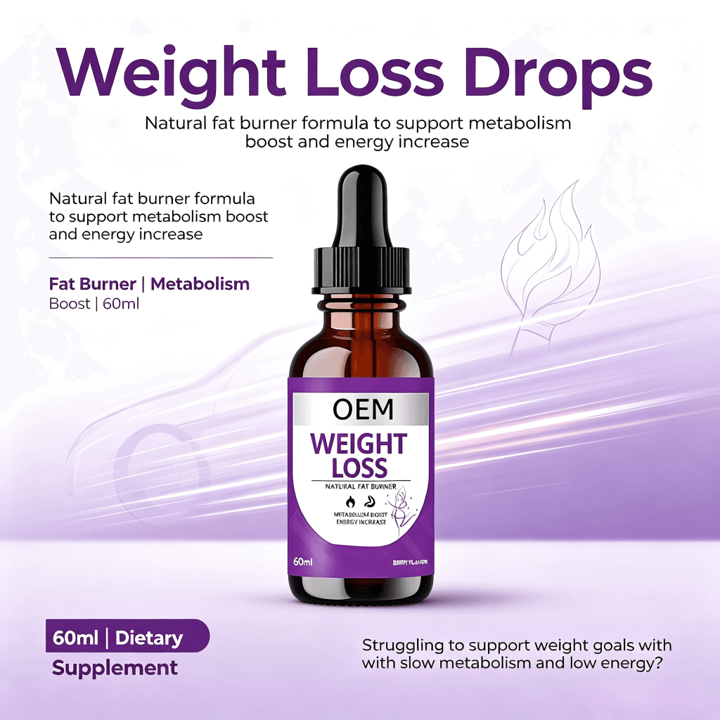 Custom Formula Weight Loss Drops for Fat Burning & Metabolism Support 60ml Slimming Drops