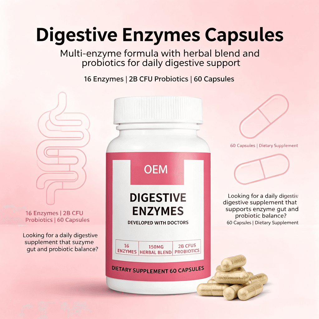 Customized Digestive Enzymes Capsules Probiotic Capsules for Digestive Health & Gut Balance Support Dietary Supplement