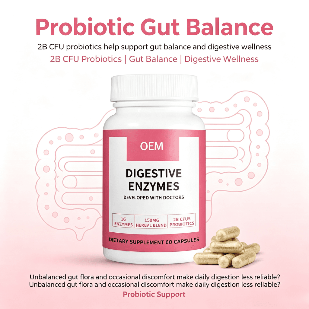 Customized Digestive Enzymes Capsules Probiotic Capsules for Digestive Health & Gut Balance Support Dietary Supplement