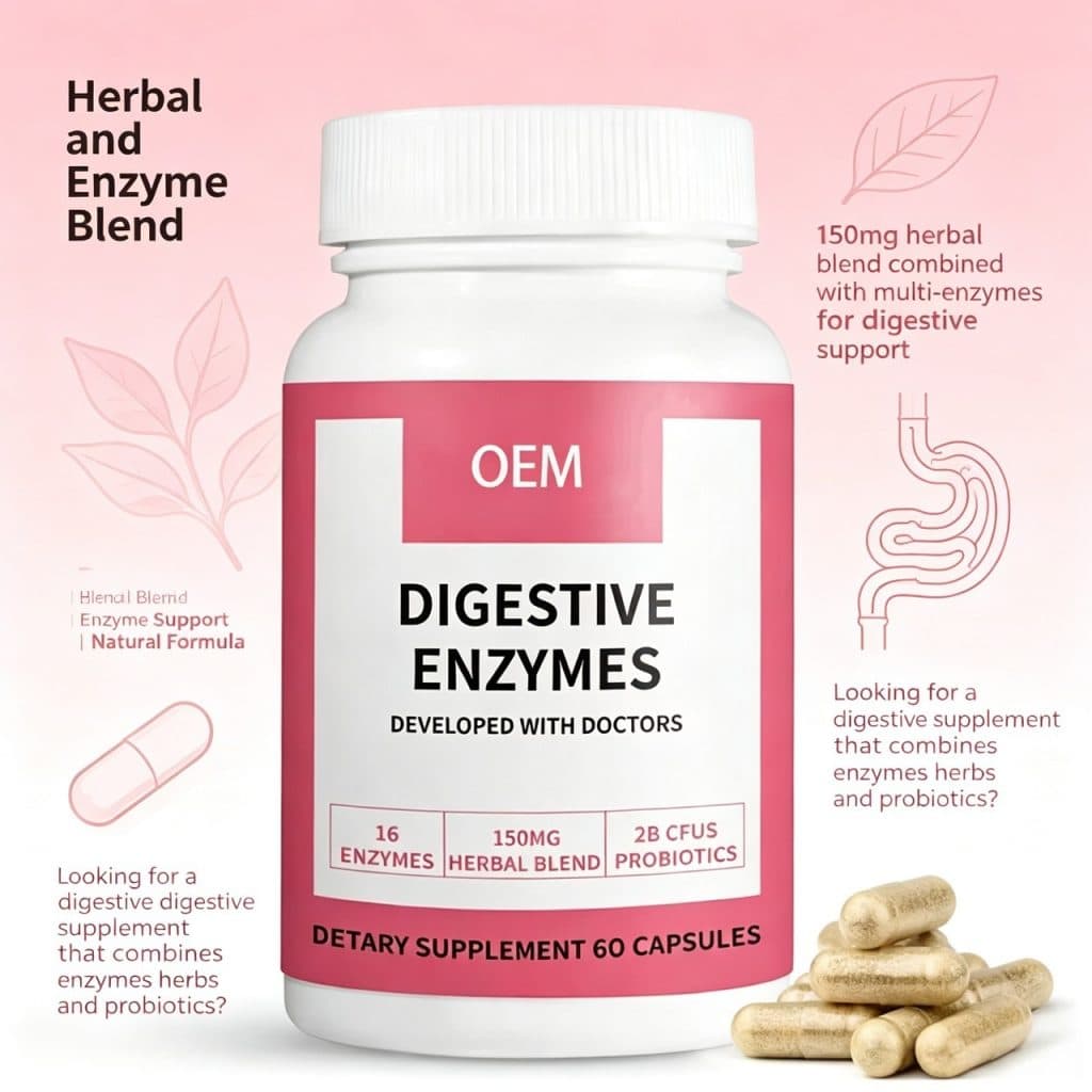 Customized Digestive Enzymes Capsules Probiotic Capsules for Digestive Health & Gut Balance Support Dietary Supplement