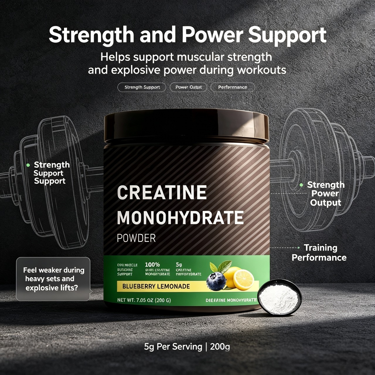 Oem Creatine Monohydrate Powder 200g for Muscle Building Creatine Powder Fitness Supplement