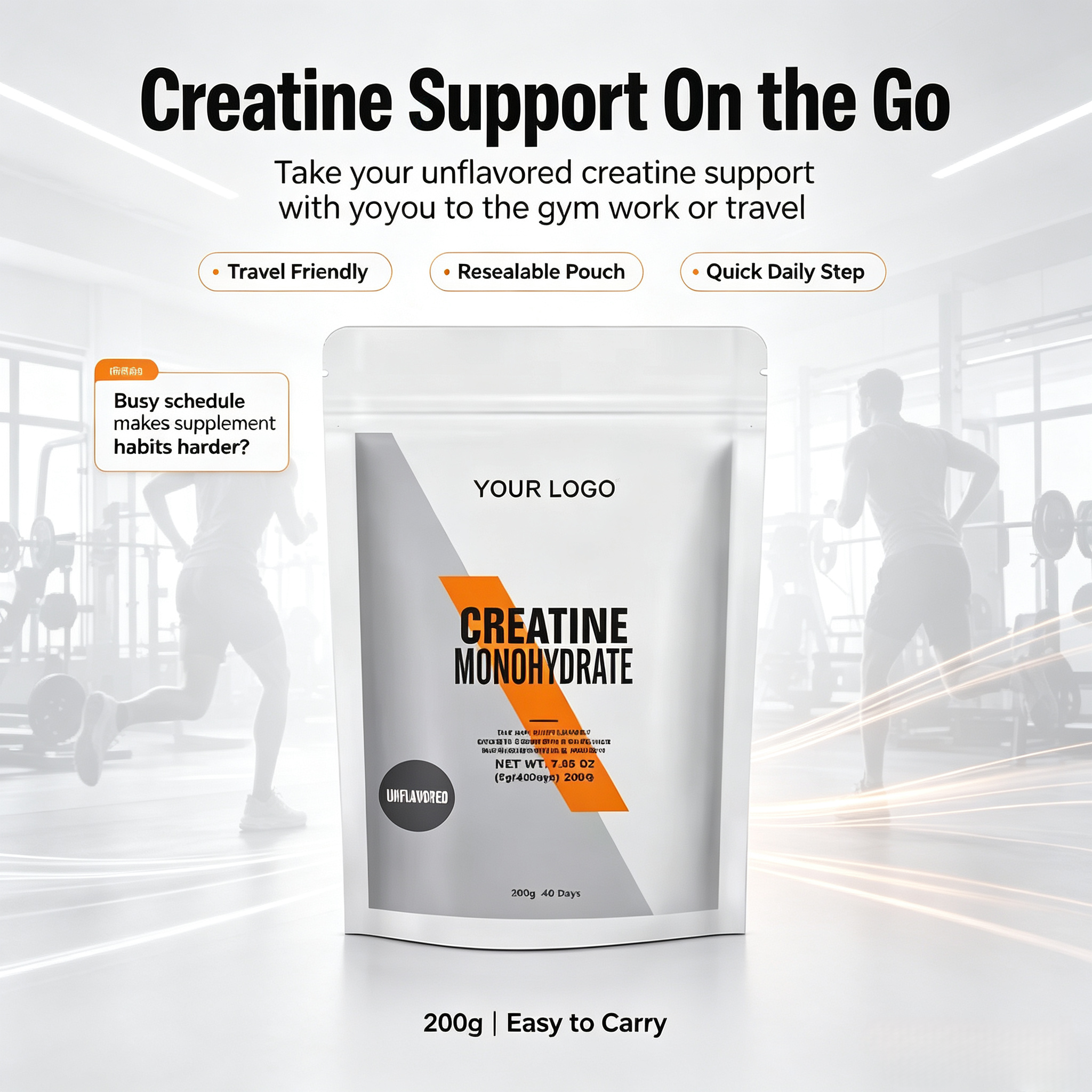 White Label Custom Creatine Monohydrate Powder 200 Grams Pure Unflavored Creatine Powder