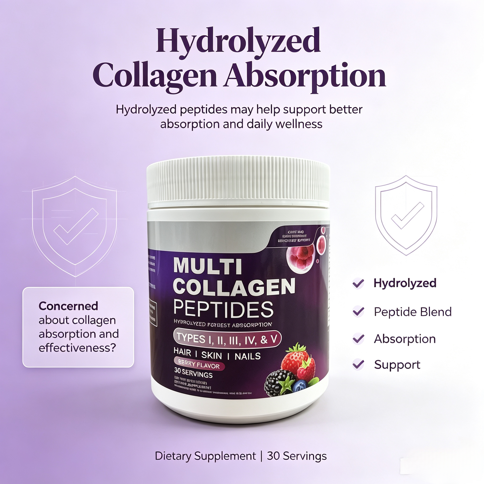 Factory Wholesale Skin Whitening Supplement Multi Collagen Peptides Powder