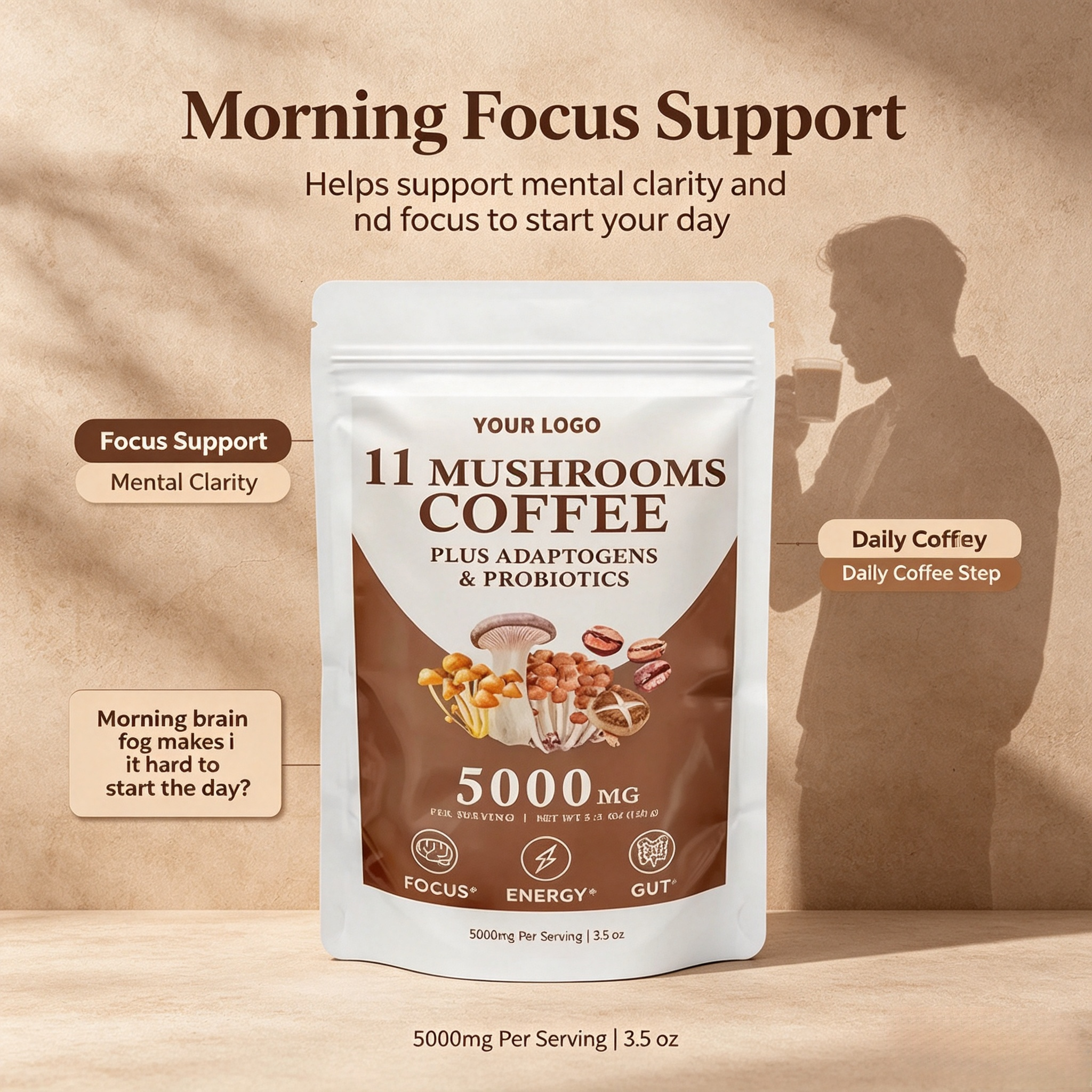 Hot Sale Organic Lions Mane Reishi Cordyceps Chage Turkey Tail Mycelium Extract Herbal Supplement Powder for Adult Improve