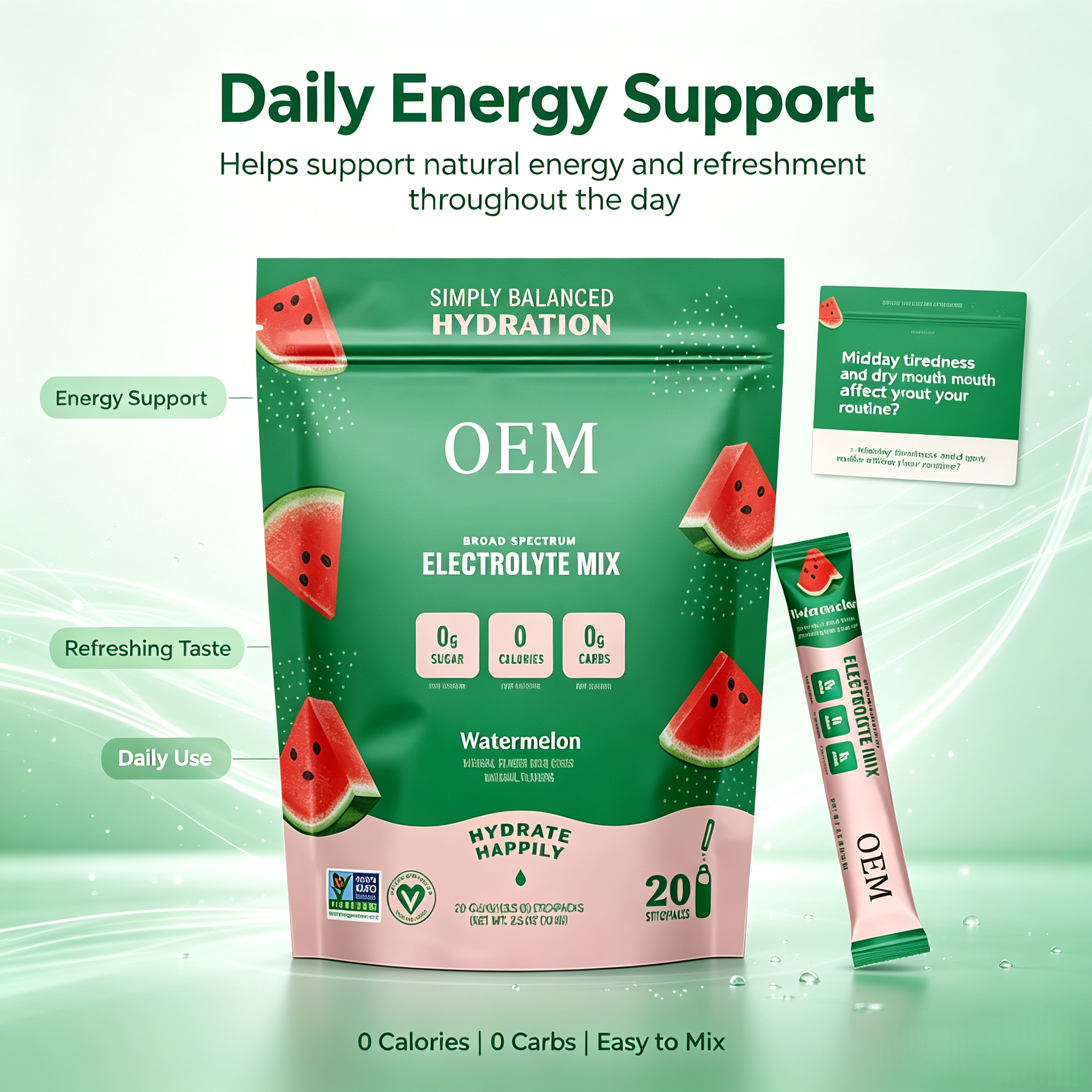 Hot Selling Sports Supplements 0 Calories 0 Sugar Electrolytes Hydration Powder Packets Energy Drink Keto Electrolyte Powder