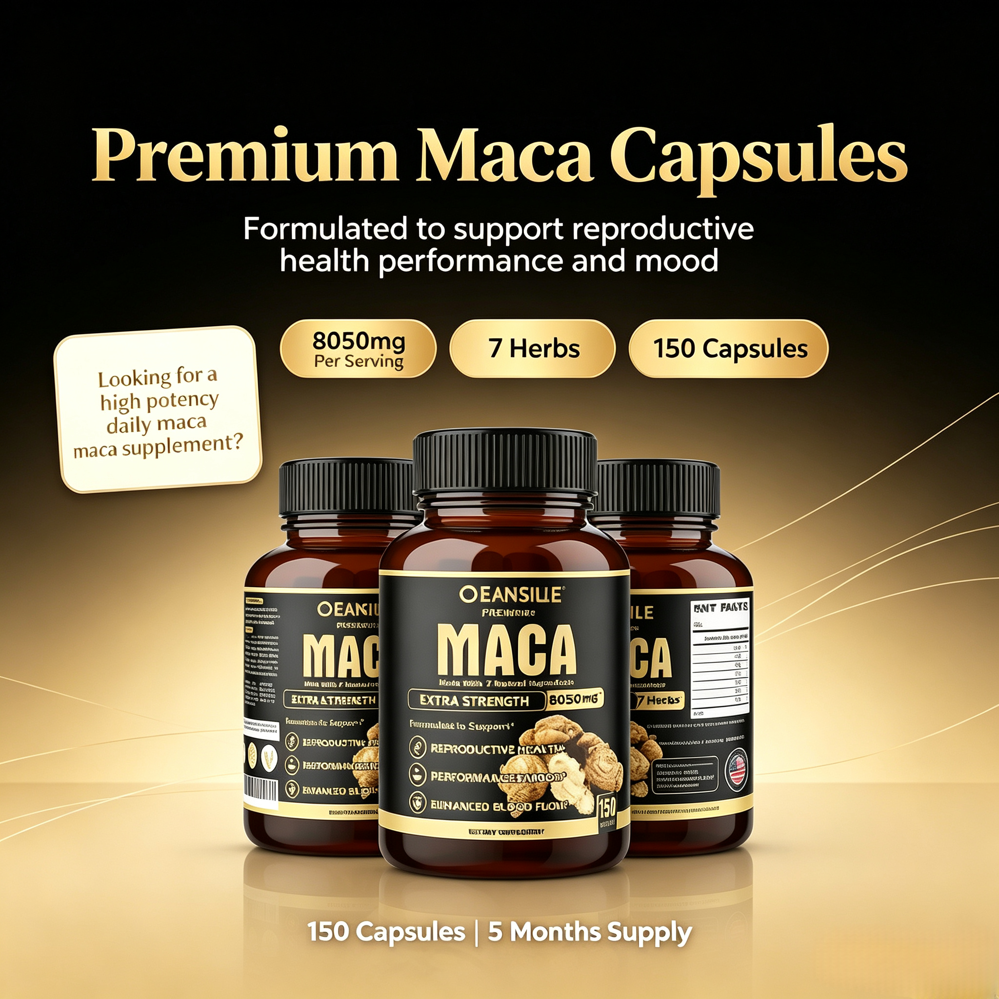 OEM Maca Root Ginseng Root Ashwagandha Root Tribulus Terrestris Supplement 8050 Mg Supports Male Strength Red Maca Capsules