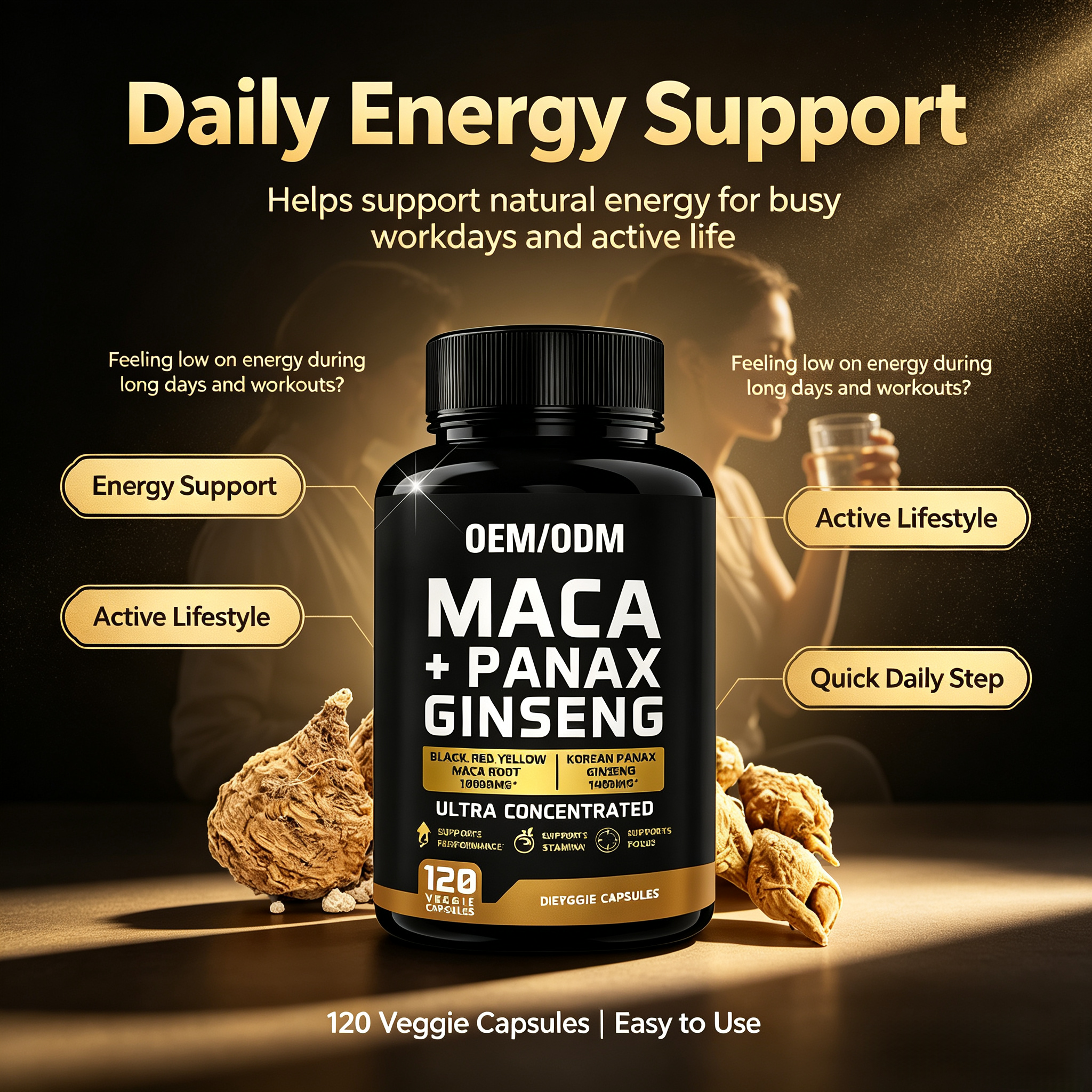 2025 New European Black Maca Root Powder Powerful Capsule Men's Male Enhancement Capsules
